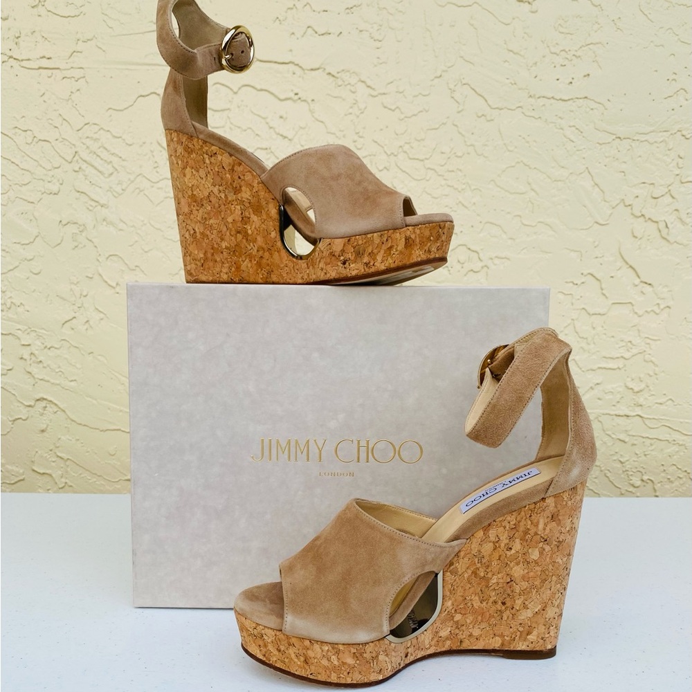 Jimmy Choo suede accent cutout sandals - size UK 39.5
